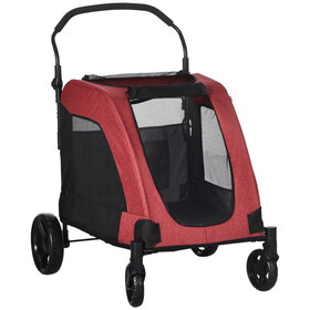 PawHut Pet Stroller Universal Wheel with Storage Basket Ventilated Foldable Oxford Fabric for Medium Size Dogs, Red W2225P166287