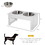 PawHut 6" Height Small Puppy Dog Feeding Station for Messy Pets, Stainless Steel Elevated Dog Bowls with Modern Wooden Frame, Dog Food Stand Pet Feeding Station, White W2225P166295