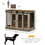 PawHut Dog Crate Furniture with Divider, Dog Crate End Table for Small to Large Dogs, Large Indoor Dog Kennel with Double Doors, 47"W x 23.5"D x 35"H, Oak W2225P166306