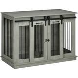 PawHut Dog Crate Furniture with Divider, Dog Crate End Table for Small to Large Dogs, Large Indoor Dog Kennel with Double Doors, 47