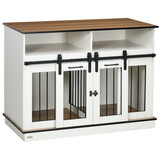 PawHut Dog Crate Furniture for Large Dogs or Double Dog Kennel for Small Dogs with Shelves, Sliding Doors, 47