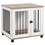 PawHut Dog Crate Furniture, Side Table Indoor Dog Kennel, End Table with Lockable Door for Small and Medium Dogs, Walnut Brown W2225P166315