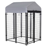 PawHut 4' x 4' x 6' Dog Playpen Outdoor, Dog Kennel Dog Exercise Pen with Lockable Door, Water-resistant Canopy, for Small and Medium Dogs W2225P166316