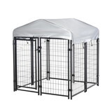 PawHut 4' x 4' x 4.5' Dog Playpen Outdoor, Dog Kennel Dog Exercise Pen with Lockable Door, Water-resistant Canopy, for Small and Medium Dogs W2225P166317