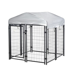 PawHut 4' x 4' x 4.5' Dog Playpen Outdoor, Dog Kennel Dog Exercise Pen with Lockable Door, Water-resistant Canopy, for Small and Medium Dogs W2225P166317