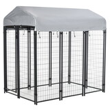 PawHut 6' x 4' x 6' Dog Playpen Outdoor, Dog Kennel Dog Exercise Pen with Lockable Door, Water-resistant Canopy, for Medium and Large Dogs W2225P166318