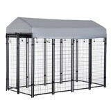 PawHut 8' x 4' x 6' Dog Playpen Outdoor, Dog Kennel Dog Exercise Pen with Lockable Door, Water-resistant Canopy, for Medium and Large Dogs W2225P166319