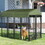PawHut 8' x 4' x 6' Dog Kennel Outdoor with Rotating Bowl Holders, Walk-in Pet Playpen, Welded Wire Steel Dog Fence with Water-and UV-Resistant Canopy, Green W2225P166320
