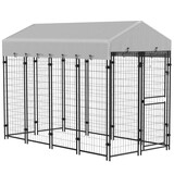 PawHut 7.8' x 6' Dog Kennel Outdoor with Waterproof Cover, Dog Playpen for Extra Large Dogs with Two Part Door Design, Silver W2225P166322