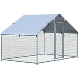 PawHut Large Chicken Coop Metal Chicken Run with Waterproof and Anti-UV Cover, Spire Shaped Walk-in Fence Cage Hen House for Outdoor and Yard Farm Use, 1.26