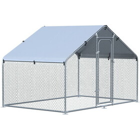 PawHut Large Chicken Coop Metal Chicken Run with Waterproof and Anti-UV Cover, Spire Shaped Walk-in Fence Cage Hen House for Outdoor and Yard Farm Use, 1.26" Tube Diameter, 9.8' x 6.6' x 6.4'