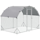 PawHut Large Chicken Coop Metal Chicken Run with Waterproof and Anti-UV Cover, Dome Shaped Walk-in Fence Cage Hen House for Outdoor and Yard Farm Use, 1