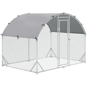 PawHut Large Chicken Coop Metal Chicken Run with Waterproof and Anti-UV Cover, Dome Shaped Walk-in Fence Cage Hen House for Outdoor and Yard Farm Use, 1" Tube Diameter, 9.2' x 6.2' x 6.5'