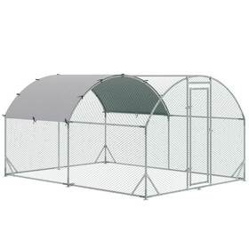 PawHut Large Chicken Coop Metal Chicken Run with Waterproof and Anti-UV Cover, Dome Shaped Walk-in Fence Cage Hen House for Outdoor and Yard Farm Use, 1" Tube Diameter, 9.2' x 12.5' x 6.5'