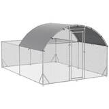 PawHut Large Chicken Coop Metal Chicken Run for Chickens with Waterproof and Anti-UV Cover, Dome Shaped Walk in Fence Cage Hen House for Outdoor and Yard Farm Use, 1