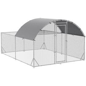 PawHut Large Chicken Coop Metal Chicken Run for Chickens with Waterproof and Anti-UV Cover, Dome Shaped Walk in Fence Cage Hen House for Outdoor and Yard Farm Use, 1" Dia, 9.2' x 12.5' x 6.4'