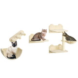 PawHut Cat Wall Shelves, 4 pcs Cat Wall Furniture Cat Climbing Shelf with Cat Hammock, 3 Steps, Perches, Scratching Post, for Sleeping, Playing, Beige W2225P166352