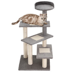 PawHut 40" 5-Level Revolving Stair Cat Tree Scratcher Climbing Activity Tower with Play Center and Resting Perch, Grey W2225P166357