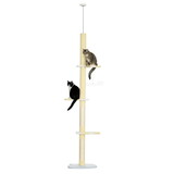 PawHut 4-Tier Tall Cat Tower, Floor to Ceiling Cat Tree, Height Adjustable 87 - 103 inch with Plush Platforms, Sisal Scratching Posts, Toy Ball for Indoor Cats, Yellow W2225P166364