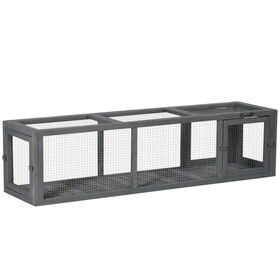PawHut Outdoor Cat Tunnel with Extendable Design, 59" L Wooden Cat Run with Weather Protection, Connecting Inside and Outside, for Deck Patios, Balconies, Gray W2225P166370