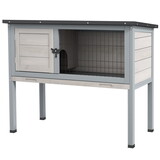 PawHut Elevated Wooden Rabbit Hutch, Indoor/Outdoor Bunny Cage with Hinged asphalt Roof and Removable Tray for Guinea Pig, Gray W2225P166387