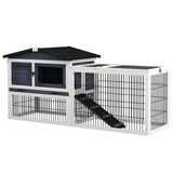 PawHut 2 Levels Outdoor Rabbit Hutch with Openable Top, 59