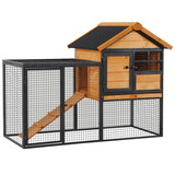 PawHut 2-Level Rabbit Hutch Bunny House with Weatherproof asphalt Roof, Removable Tray and Ramp for Outdoor W2225P166396
