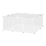 PawHut Pet Playpen DIY Small Animal Cage Open Enclosure Portable Plastic Fence 12 Panels for Bunny Chinchilla Guinea Pig White, 18