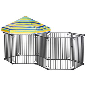 PawHut Dog Playpen with Door & Removable Cover for Small & Most Medium Sized Dogs Indoor & Outdoor Use, 47" H W2225P166427