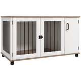 PawHut Dog Crate Furniture Side End Table with Storage, Dog Kennel Furniture Indoor with Double Doors for Medium and Large Dogs, Walnut W2225P166429