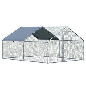 PawHut Large Chicken Coop Metal Chicken Run with Waterproof and Anti-U Cover, Spire Shaped Walk-in Fence Cage Hen House for Outdoor and Yard Farm Use, 1.26" Tube Diameter, 9.8' x 13.1' x 6.4'