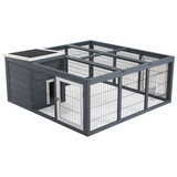 PawHut Rabbit Hutch Bunny Cage with Openable Main House, Indoor Outdoor Waterproof Rabbit House, Guinea Pig Cage for Small Animals with Three Ventilation Doors, Gray W2225P166443