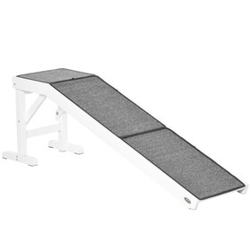 PawHut Dog Ramp for Bed, Pet Ramp for Dogs with Non-Slip Carpet and Top Platform, 60" x 16" x 20", White W2225P166448