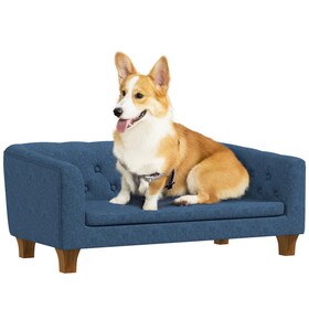PawHut Raised Dog Sofa, Elevated Pet Couch for Small and Medium Dogs, with Removable Soft Cushion, Anti-Slip Pads, Simple Installation, Blue W2225P166451
