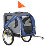 Aosom Dog Bike Trailer Pet Cart Bicycle Wagon Cargo Carrier Attachment for Travel with 3 Entrances Large Wheels for Off-Road & Mesh Screen - Blue / Grey W2225P166452