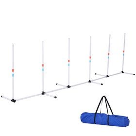 PawHut Adjustable Dog Agility Training Obstacle Set with Weaves Poles and Storage Bag W2225P166454