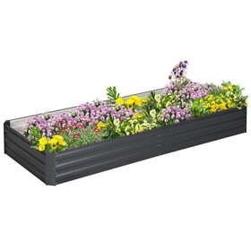 Outsunny Galvanized Raised Garden Bed, 7.9' x 3' x 1' Metal Planter Box, for Growing Vegetables, Flowers, Herbs, Succulents, Gray W2225P172487