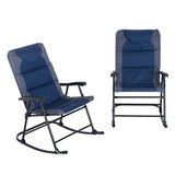 Outsunny 2 Piece Outdoor Rocking Chair Set, Patio Furniture Set with Folding Design, Armrests for Porch, Camping, Balcony, Navy Blue W2225P172494
