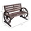 Outsunny 41" Wooden Wagon Wheel Bench, Rustic Outdoor Patio Weather Resistance Furniture, 2-Person Slatted Seat Bench with Backrest, Carbonized W2225P172496
