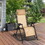 Outsunny Outdoor Rocking Chairs, Foldable Reclining Zero Gravity Lounge Rocker w/ Pillow, Cup & Phone Holder, Combo Design w/ Folding Legs, Beige W2225P172498