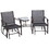 Outsunny Outdoor Glider Chairs with Coffee Table, Patio 2-Seat Rocking Chair Swing Loveseat with Breathable Sling for Backyard, Garden and Porch, Grey W2225P172499