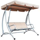Outsunny 3-Seat Outdoor Porch Swing Chair, Patio Swing Glider with Adjustable Canopy, Breathable Seat, and Steel Frame for Garden, Poolside, Backyard, Beige W2225P172503