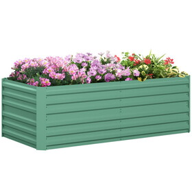 Outsunny Galvanized Raised Garden Bed Kit, Large and Tall Metal Planter Box for Vegetables, Flowers and Herbs, Reinforced, 6' x 3' x 2', Light Green W2225P172508