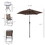Outsunny 4 Piece Outdoor Patio Dining Furniture Set, 2 Folding Chairs, Adjustable Angle Umbrella, Wave Textured Tempered Glass Dinner Table, Brown W2225P172520