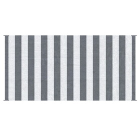 Outsunny Reversible Outdoor Rug Carpet, 9' x 18' Waterproof Plastic Straw Rug, Portable RV Camping Rugs with Carry Bag, Large Floor Mat Gray & White Striped W2225P172523