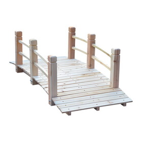 Outsunny Fir Wood Garden Bridge Arc Walkway with Side Railings for Backyards, Gardens, and Streams, Natural Wood, 60" x 26.5" x 19" W2225P172529
