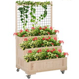 Outsunny 3-Tiers Raised Garden Bed with Trellis, 53