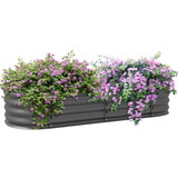 Outsunny 4.9' x 2' x 1' Galvanized Raised Garden Bed Kit, Outdoor Metal Elevated Planter Box with Safety Edging, Easy DIY Stock Tank for Growing Flowers, Herbs & Vegetables, Dark Gray W2225P172534