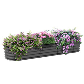 Outsunny 6.4' x 2' x 1' Galvanized Raised Garden Bed Kit, Outdoor Metal Elevated Planter Box with Safety Edging, Easy DIY Stock Tank for Growing Flowers, Herbs & Vegetables, Dark Gray W2225P172535