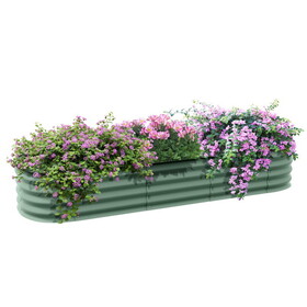 Outsunny 6.4' x 2' x 1' Galvanized Raised Garden Bed Kit, Outdoor Metal Elevated Planter Box with Safety Edging, Easy DIY Stock Tank for Growing Flowers, Herbs & Vegetables, Green W2225P172537